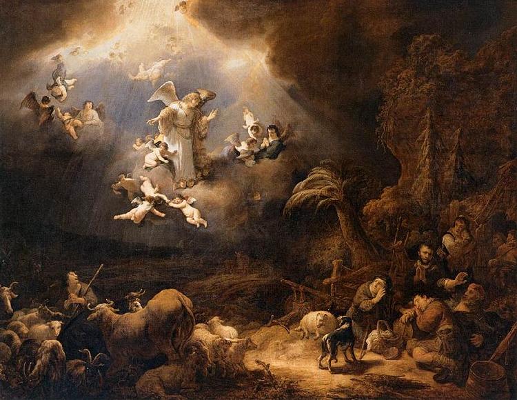 Govaert Flinck Angels Announcing the Birth of Christ to the Shepherds oil painting picture